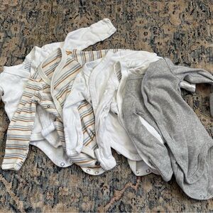 Baby Onesies Bundle in White, Gray, and Striped